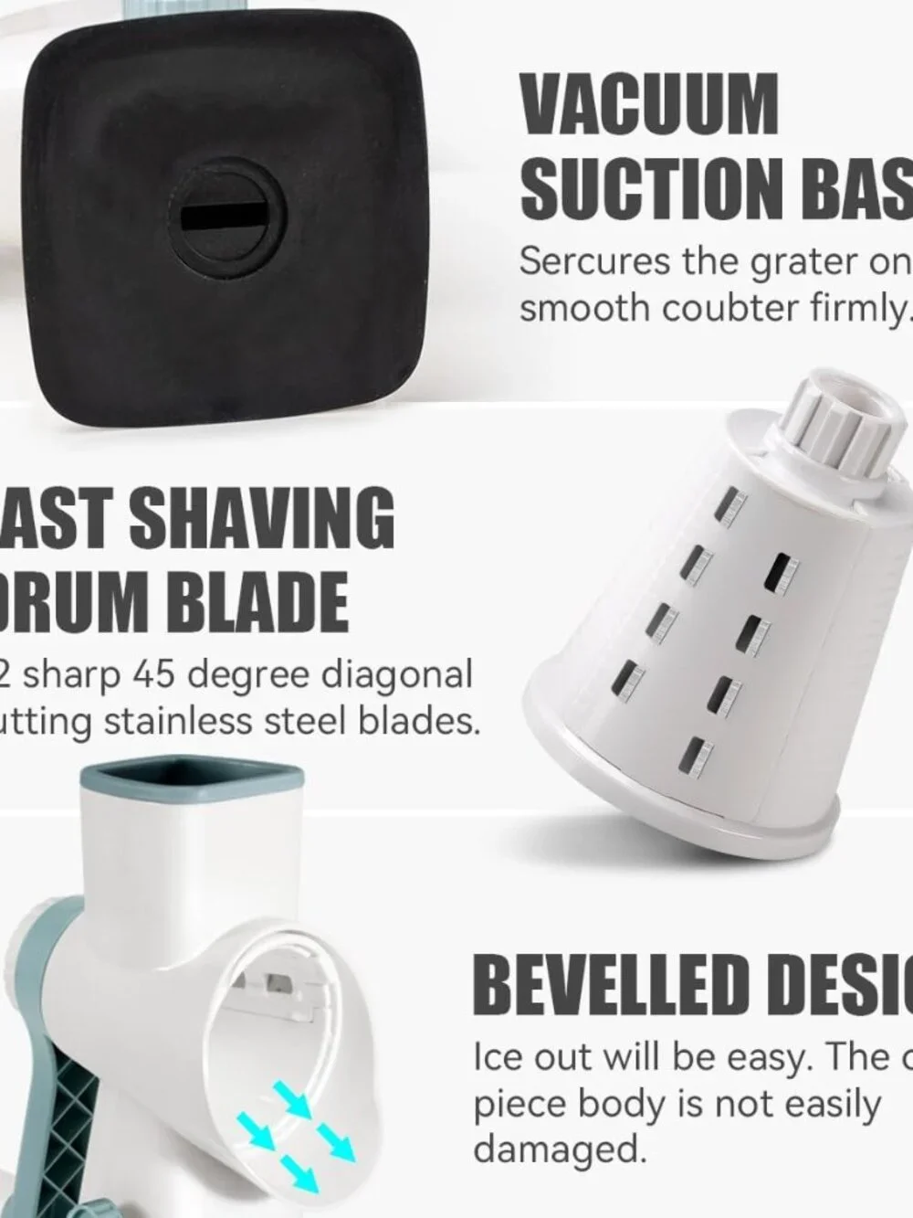 Rotary Ice Shaver with Handle Manual Hand Crank Snow Cone Maker Machine Qucik